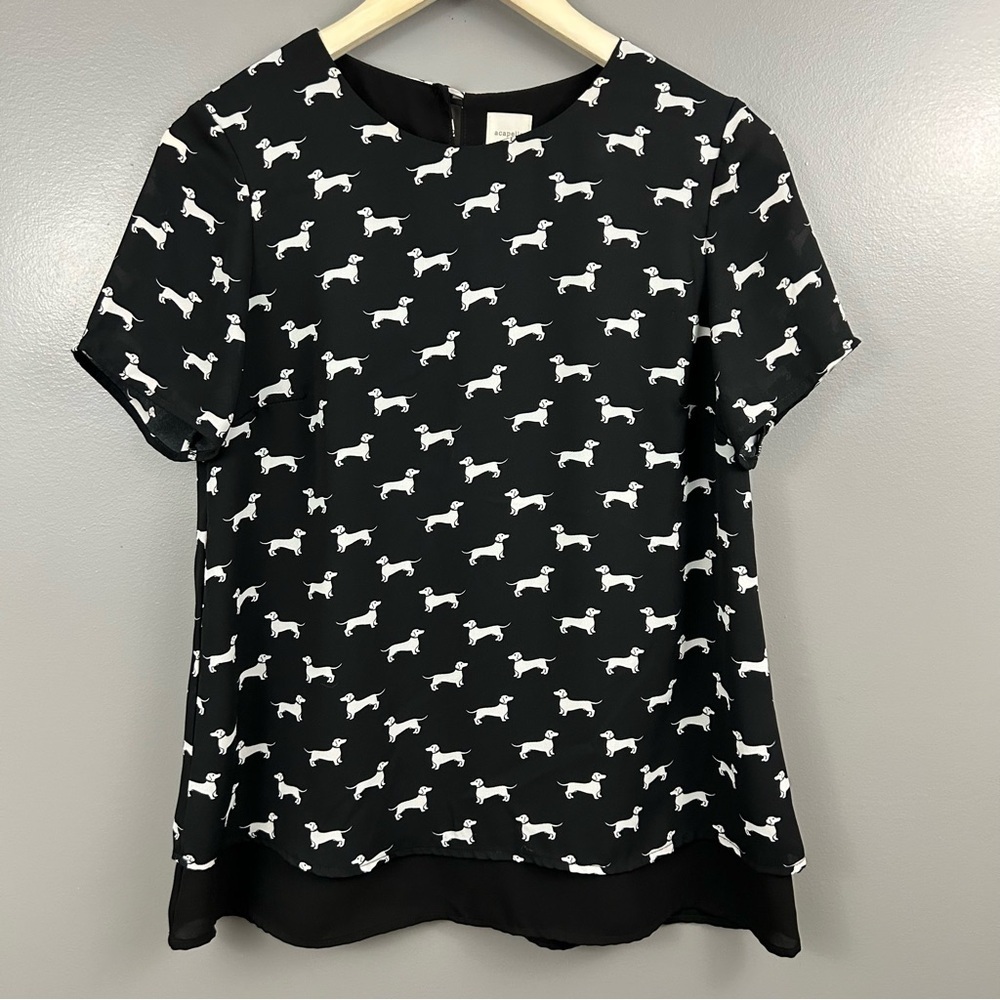 Acapella Dachshund Wiener Dog Blouse Shirt Size XS